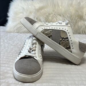 Steve Madden White and Gray Studded Sneakers